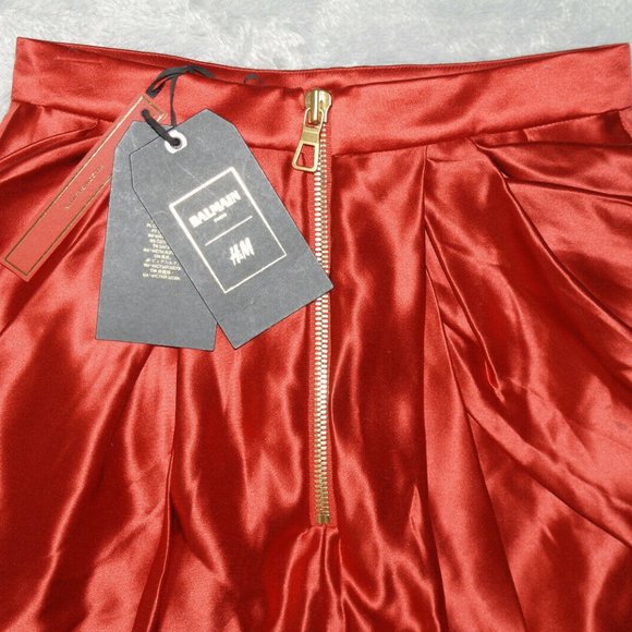 Balmain X H&M red skirt NWT SZ 4 - Picture 5 of 9